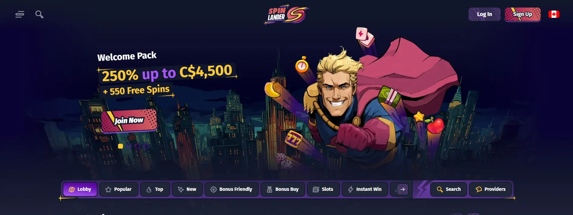 Spinlander Casino screen